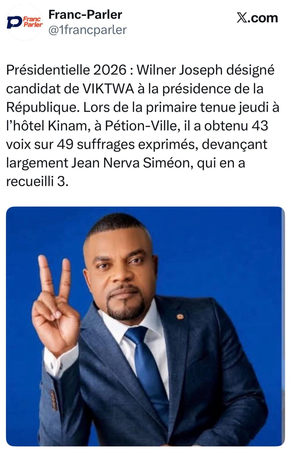 Haïti : Wilner Joseph désigné candidat à la présidence par VIKTWA